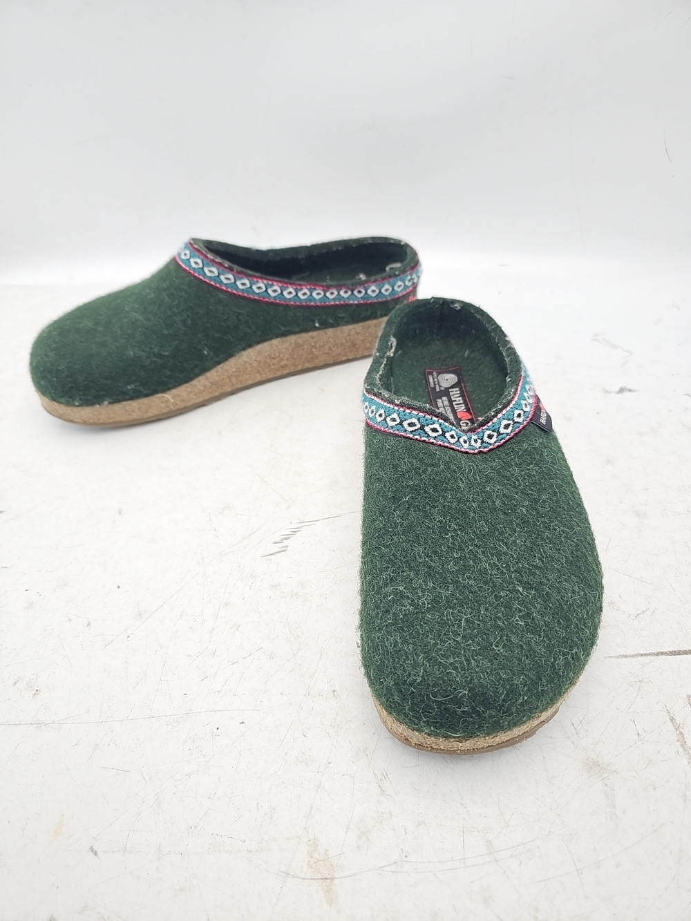Haflinger Green Wool Felt Clogs